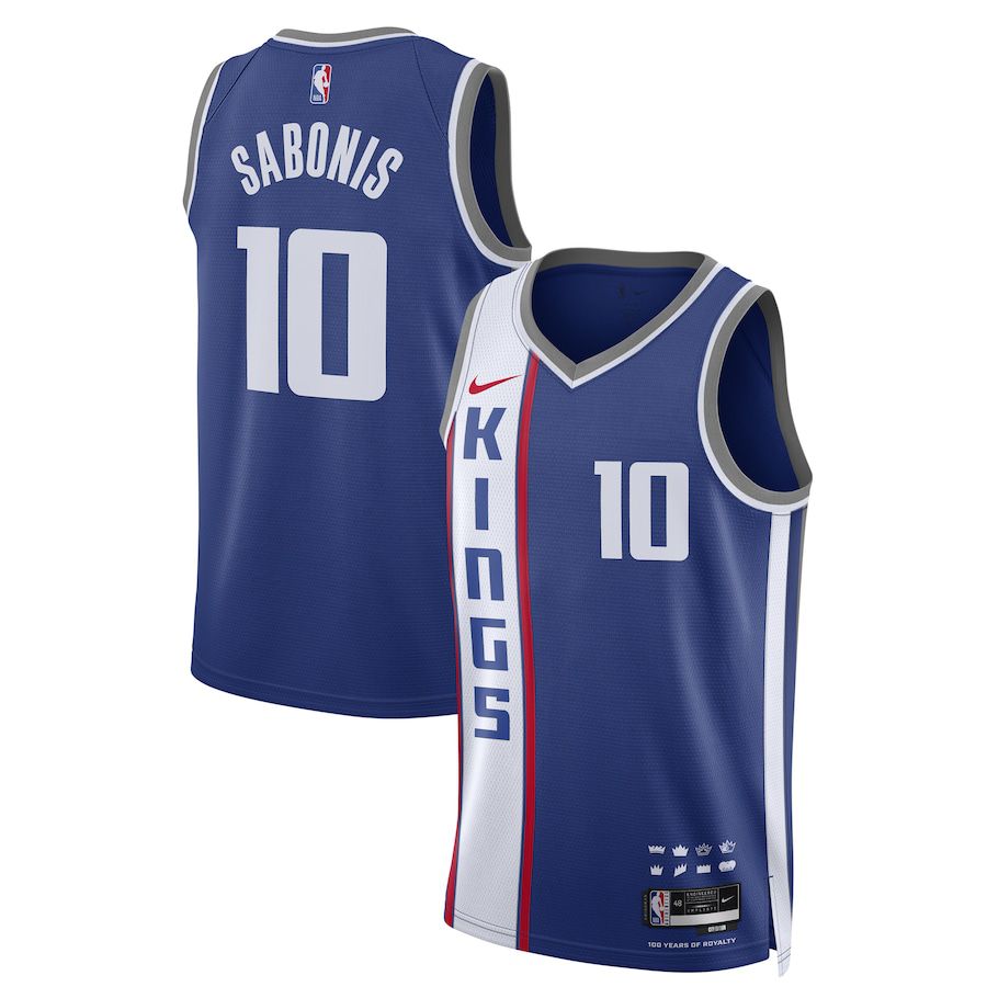 Men Sacramento Kings 10 Domantas Sabonis Nike Blue City Edition 2023-24 Swingman NBA Jersey